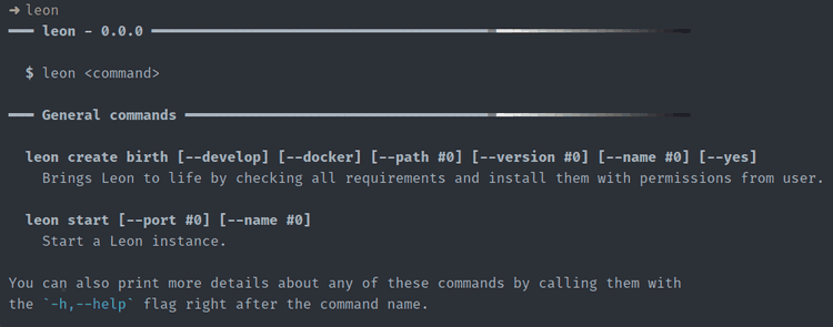 Leon Command Line Interface Help